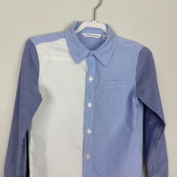 Janie and Jack Boys Button Down Shirt Colorblock Sz 5 Long Sleeve Collared Blue - Picture 2 of 9